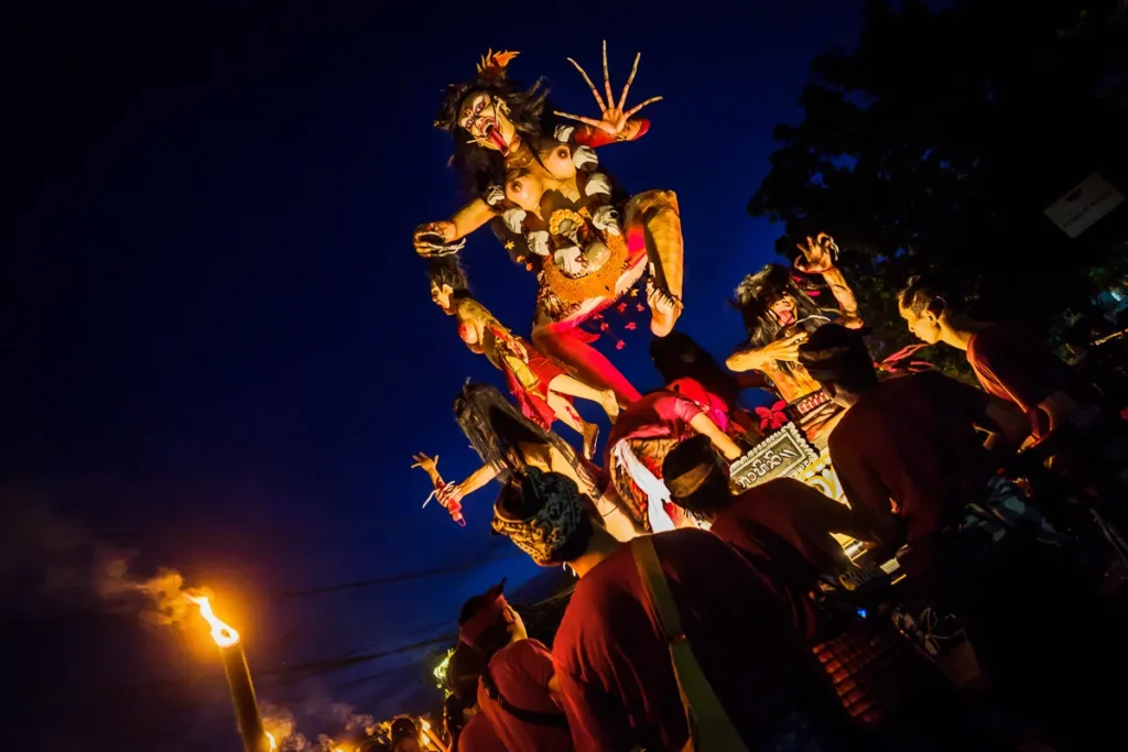 Ogoh Ogoh monster during the parade the night before Nyepi Day, the balinese New Year.