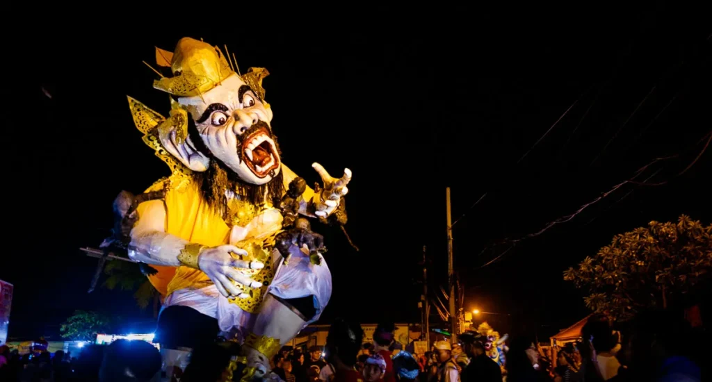 Ogoh Ogoh monster during the parade the night before Nyepi Day, the balinese New Year.
